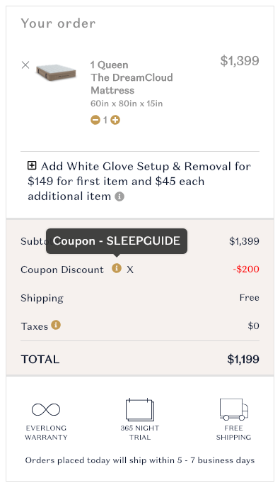 dreamcloud mattress 200 off coupon code